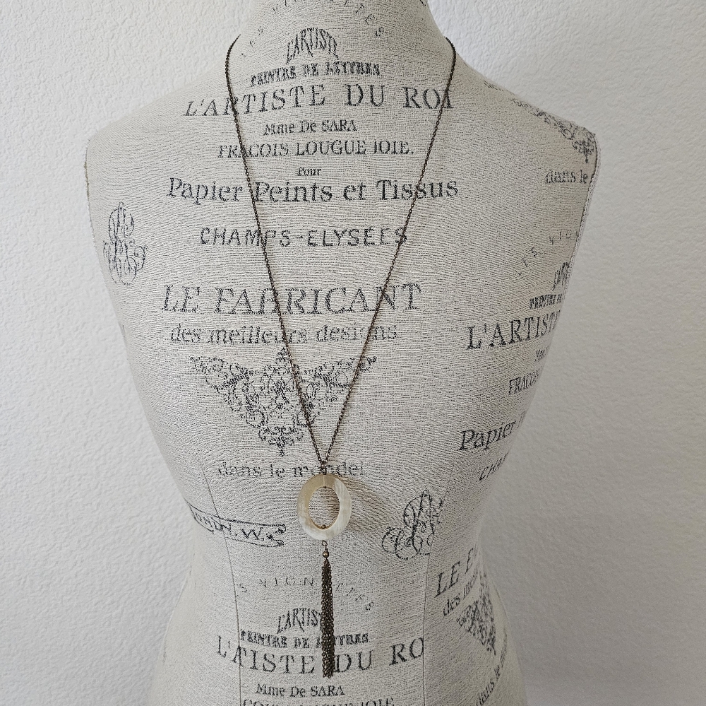 Aureus + Argent Brass Tassel Pendant Necklace - 32" Long Chain - NWOT